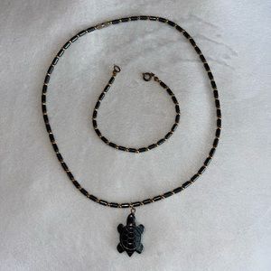 Grey turtle matching necklace & bracelet set